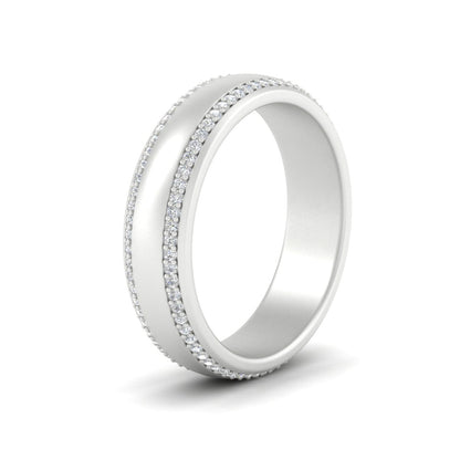 Beveled Edge Matte Eternity Mens Engagement Ring