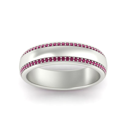 Beveled Edge Matte Eternity Mens Engagement Ring