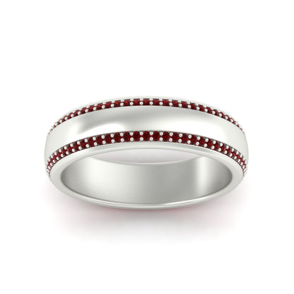 Beveled Edge Matte Eternity Mens Engagement Ring