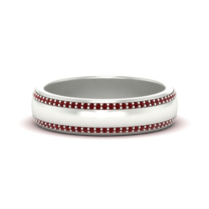 Beveled Edge Matte Eternity Mens Engagement Ring