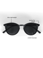 Black Round Polarized Sunglasses - Black Lens UV400 for Men & Women