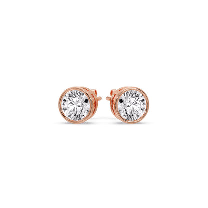 Bezel-Set Brilliant Round Diamond Solitaire Stud Earrings [IGI Certified]