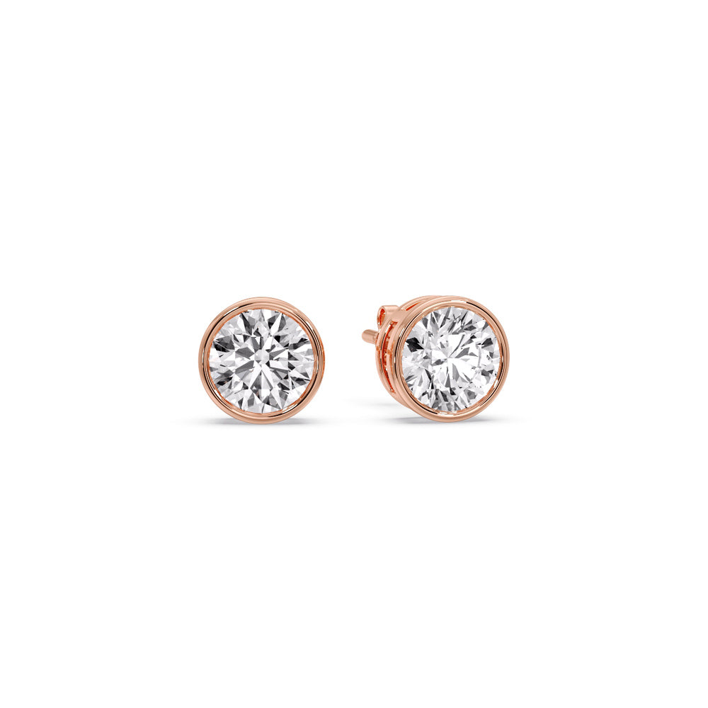 Bezel-Set Brilliant Round Diamond Solitaire Stud Earrings [IGI Certified]