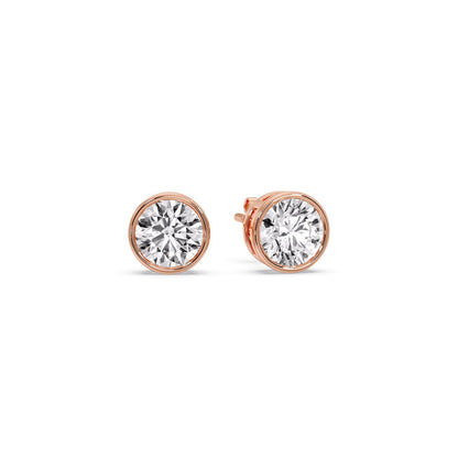 Bezel-Set Brilliant Round Diamond Solitaire Stud Earrings [IGI Certified]