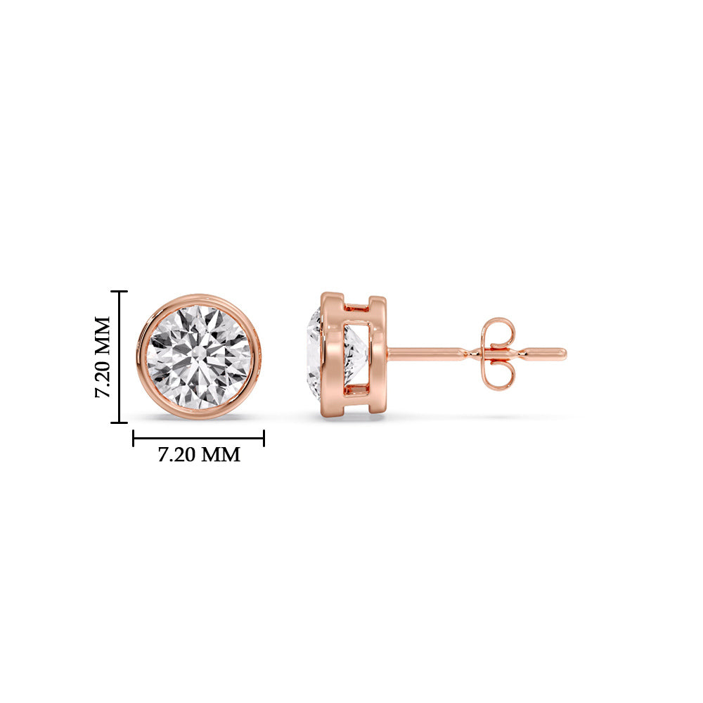 Bezel-Set Brilliant Round Diamond Solitaire Stud Earrings [IGI Certified]
