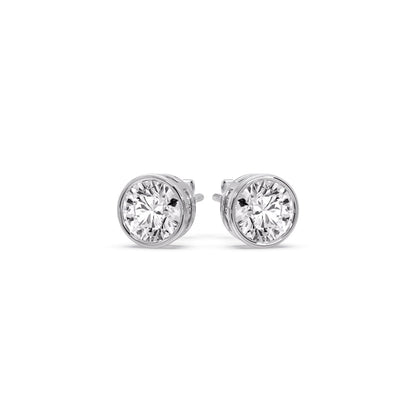 Bezel-Set Brilliant Round Diamond Solitaire Stud Earrings [IGI Certified]