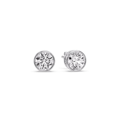 Bezel-Set Brilliant Round Diamond Solitaire Stud Earrings [IGI Certified]