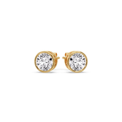 Bezel-Set Brilliant Round Diamond Solitaire Stud Earrings [IGI Certified]