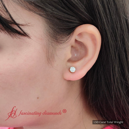 Bezel-Set Brilliant Round Diamond Solitaire Stud Earrings [IGI Certified]