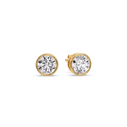 Bezel-Set Brilliant Round Diamond Solitaire Stud Earrings [IGI Certified]