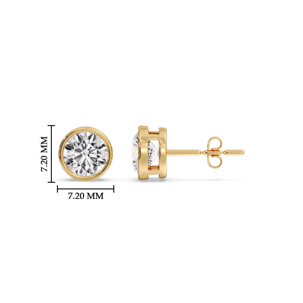 Bezel-Set Brilliant Round Diamond Solitaire Stud Earrings [IGI Certified]