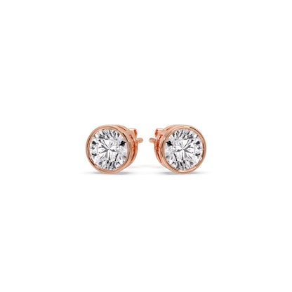 Bezel-Set Brilliant Round Diamond Solitaire Stud Earrings [IGI Certified]