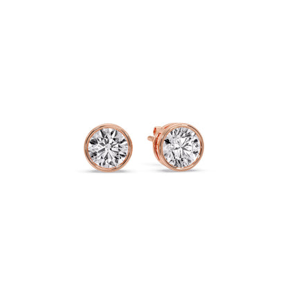 Bezel-Set Brilliant Round Diamond Solitaire Stud Earrings [IGI Certified]