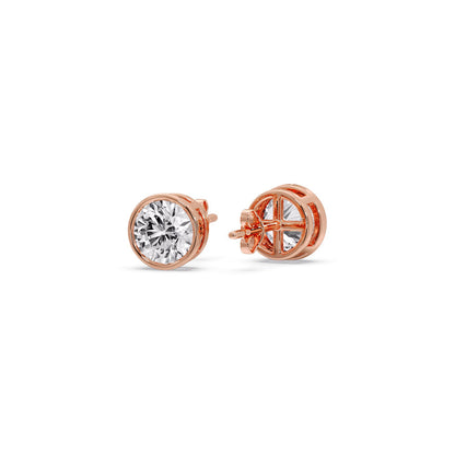 Bezel-Set Brilliant Round Diamond Solitaire Stud Earrings [IGI Certified]