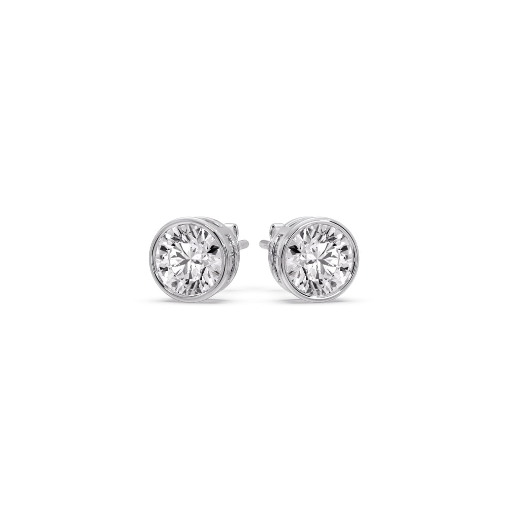 Bezel-Set Brilliant Round Diamond Solitaire Stud Earrings [IGI Certified]