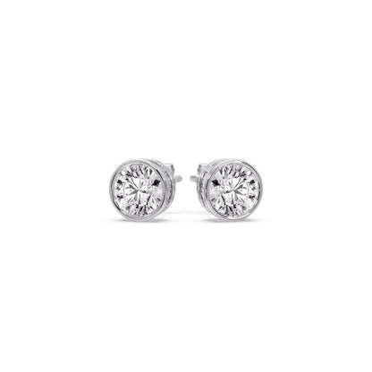Bezel-Set Brilliant Round Diamond Solitaire Stud Earrings [IGI Certified]