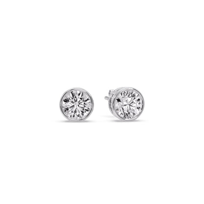 Bezel-Set Brilliant Round Diamond Solitaire Stud Earrings [IGI Certified]