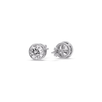Bezel-Set Brilliant Round Diamond Solitaire Stud Earrings [IGI Certified]
