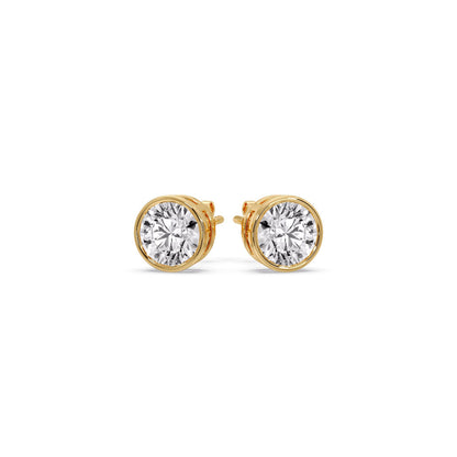 Bezel-Set Brilliant Round Diamond Solitaire Stud Earrings [IGI Certified]
