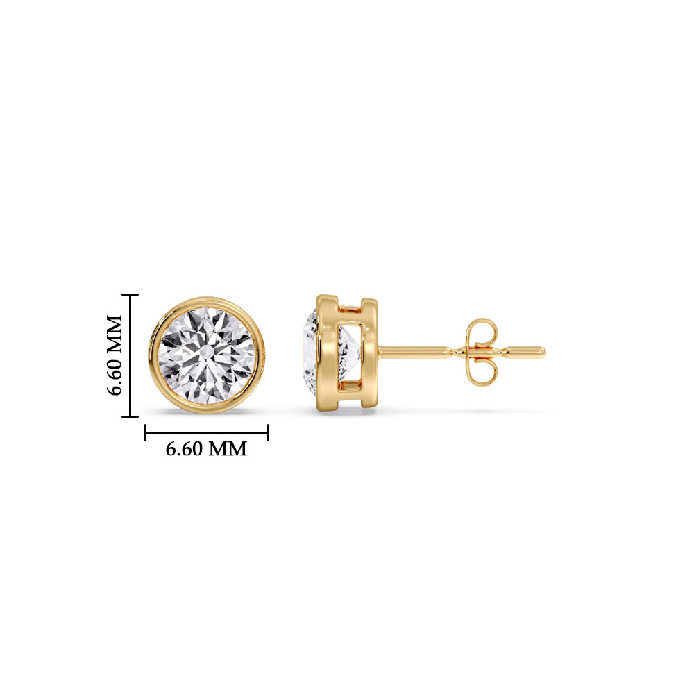 Bezel-Set Brilliant Round Diamond Solitaire Stud Earrings [IGI Certified]