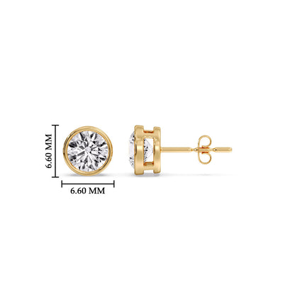 Bezel-Set Brilliant Round Diamond Solitaire Stud Earrings [IGI Certified]