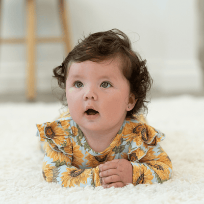 Sammy's Sunflower Flutter Sleeve Romper