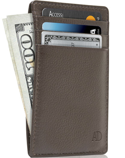 Genuine Leather Slim Card Holder – RFID Blocking, Minimalist