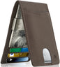 Genuine Leather Slim Money Clip Wallet – 7 Card Slots, RFID Blocking