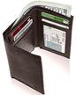 Genuine Leather Slim Trifold Wallet – ID Window, RFID Blocking