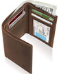Genuine Leather Slim Trifold Wallet – ID Window, RFID Blocking