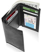 Genuine Leather Slim Trifold Wallet – ID Window, RFID Blocking