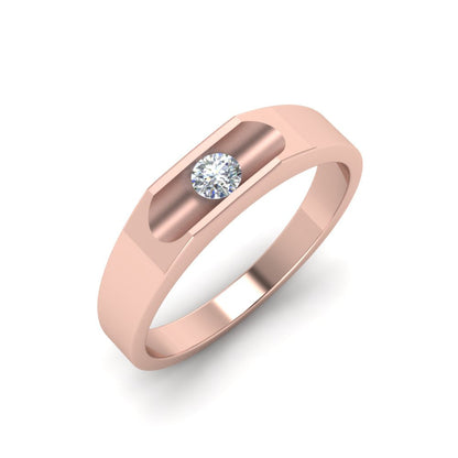 Half Bezel Solitaire Mens Diamond Ring