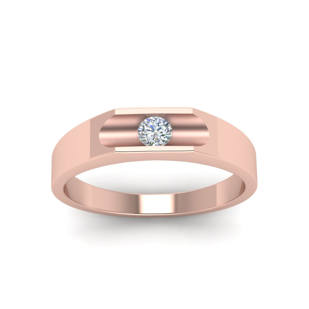 Half Bezel Solitaire Mens Diamond Ring