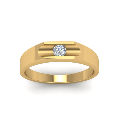 Half Bezel Solitaire Mens Diamond Ring