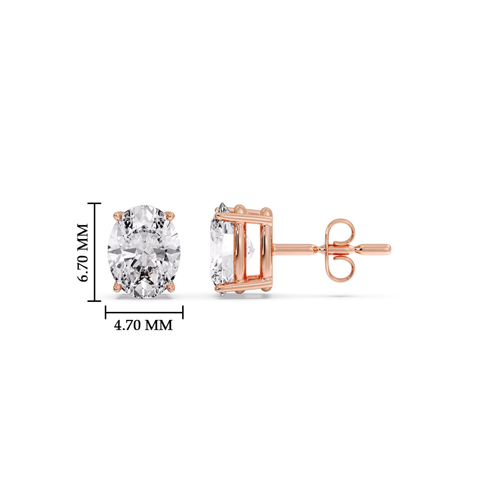 Classic Four Prong Oval Diamond Solitaire Stud Earrings [IGI Certified]