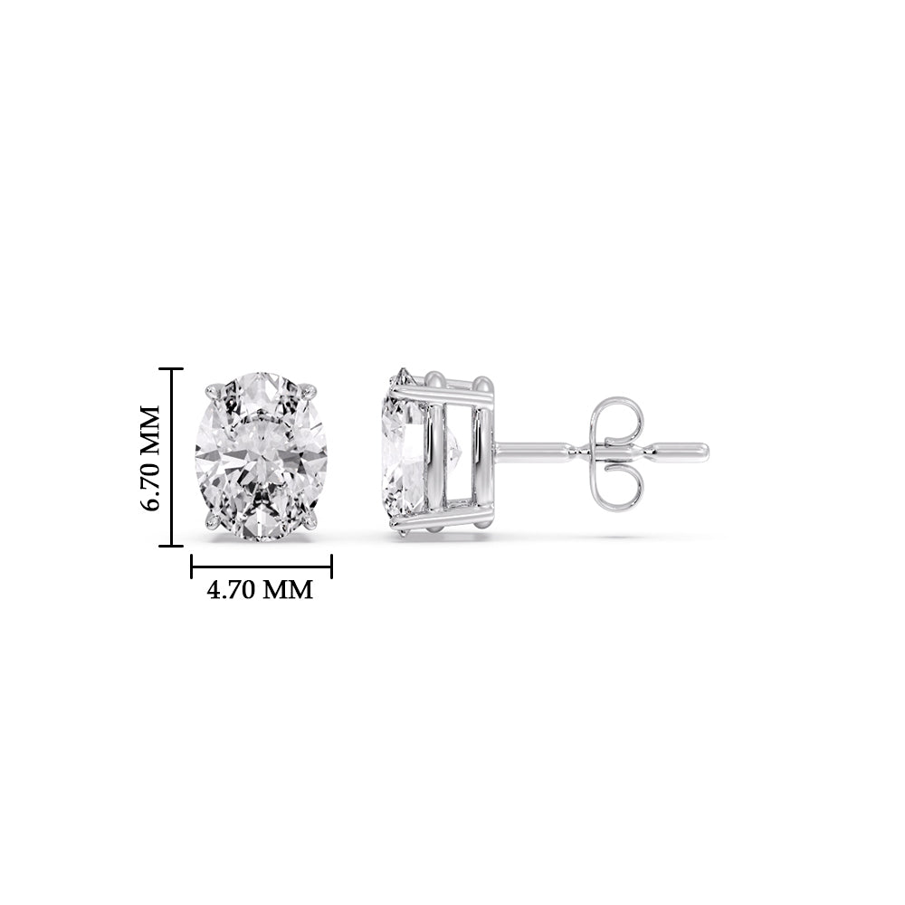 Classic Four Prong Oval Diamond Solitaire Stud Earrings [IGI Certified]