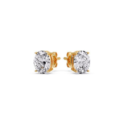 Classic Four Prong Oval Diamond Solitaire Stud Earrings [IGI Certified]