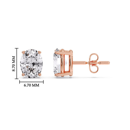 Classic Four Prong Oval Diamond Solitaire Stud Earrings [IGI Certified]