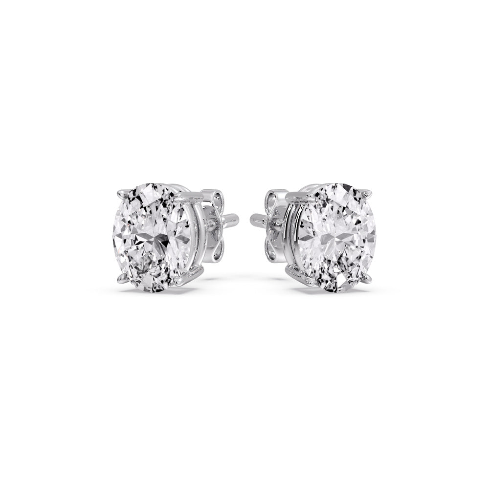 Classic Four Prong Oval Diamond Solitaire Stud Earrings [IGI Certified]