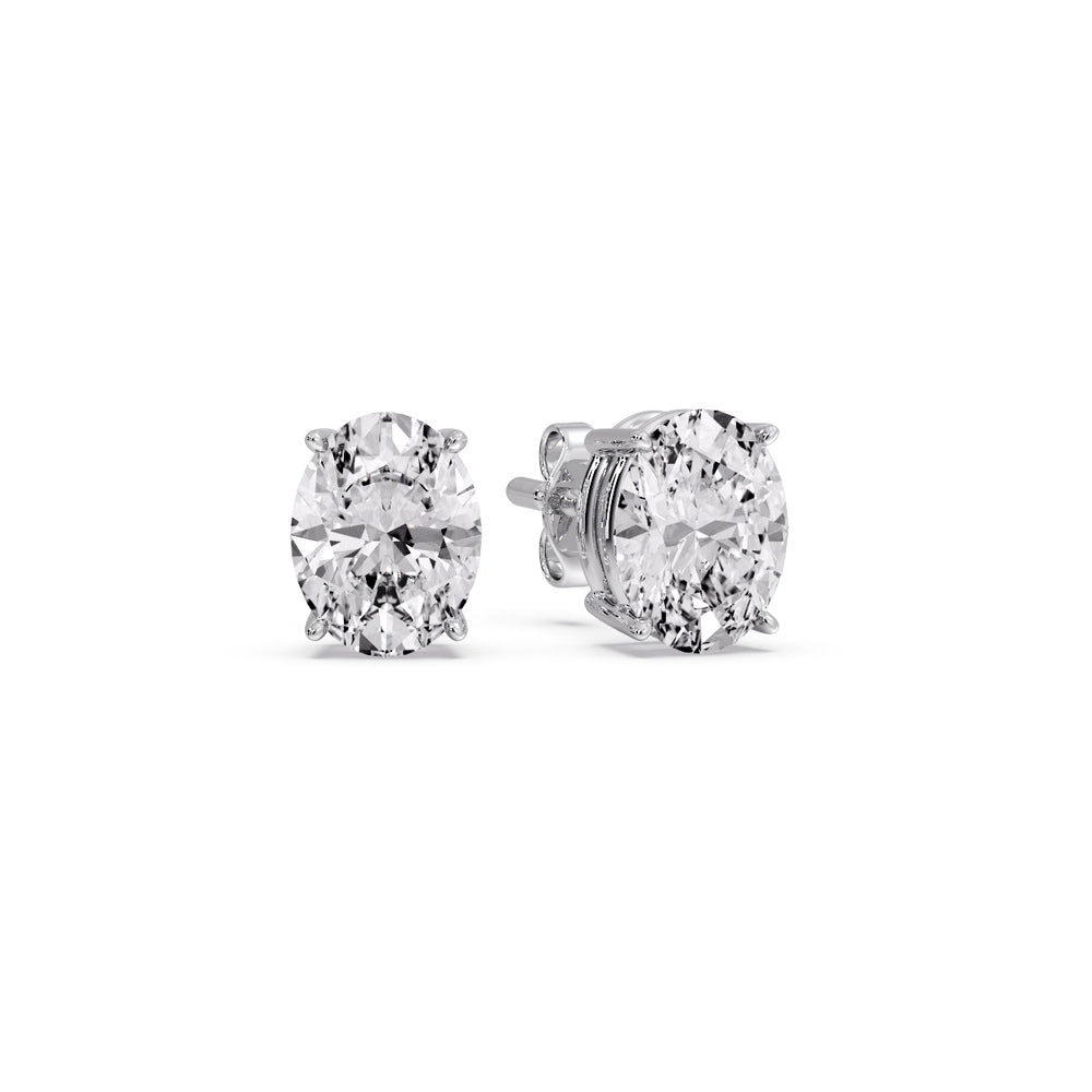 Classic Four Prong Oval Diamond Solitaire Stud Earrings [IGI Certified]