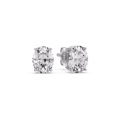 Classic Four Prong Oval Diamond Solitaire Stud Earrings [IGI Certified]