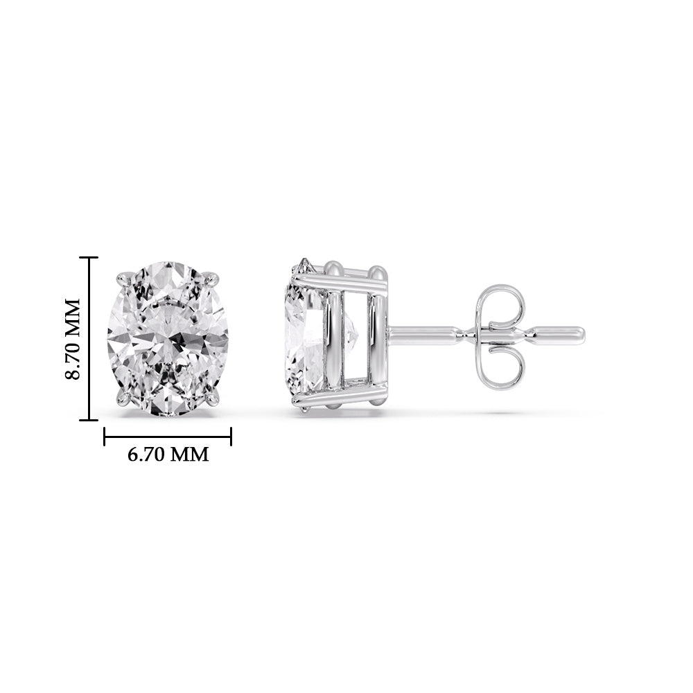 Classic Four Prong Oval Diamond Solitaire Stud Earrings [IGI Certified]