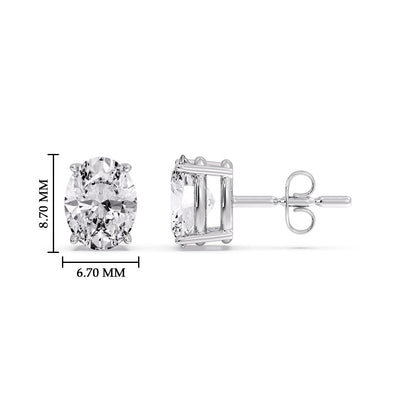 Classic Four Prong Oval Diamond Solitaire Stud Earrings [IGI Certified]