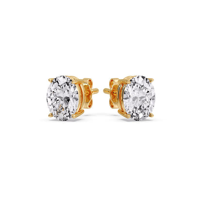 Classic Four Prong Oval Diamond Solitaire Stud Earrings [IGI Certified]