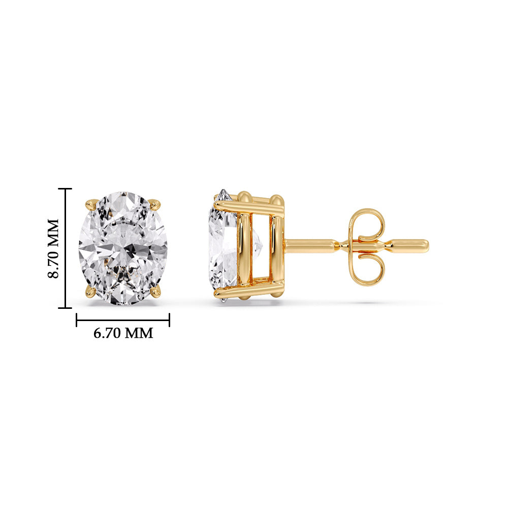Classic Four Prong Oval Diamond Solitaire Stud Earrings [IGI Certified]