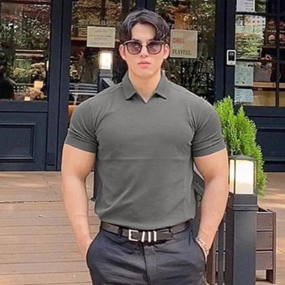 Summer Casual Man New Fashion Polo T Shirt Men Gyms Fitness Modern Short Sleeve T-Shirt Male Bodybuilding Workout Polo Tees Tops Clothes Men's Muscle T-Shirt Plus Size Short Sleeve Polo Shirt Casual Tops Summer Tee Shirts Slim Fit Workout Shirts