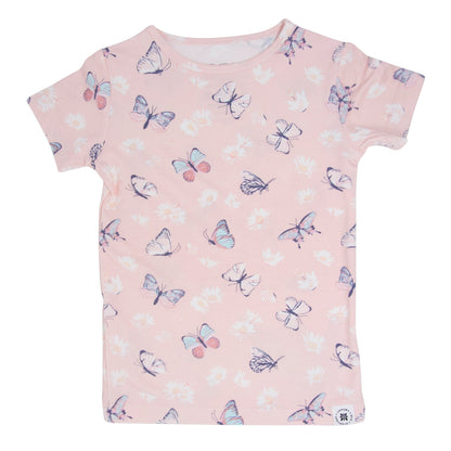 Pink Butterfly Daisy Bamboo Summer Pajama Set