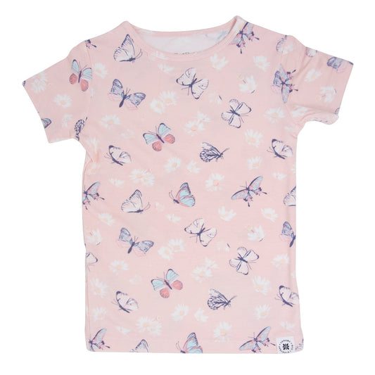 Pink Butterfly Daisy Bamboo Summer Pajama Set