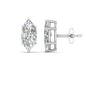 6 Prong Marquise Diamonds Solitaire Stud Earring in Basket Setting