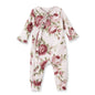 Baby Girl's Cabbage Rose Cotton Zippered Romper